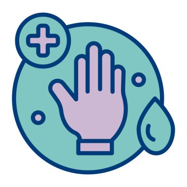 Eldivenli el ve covid 19 ikon vektör çizimi tasarımı