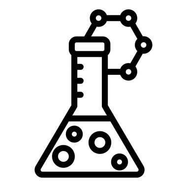 Laboratuvar matarası ikonu. Beyaz arkaplanda izole edilmiş web tasarımı için kimyasal matara vektör simgesi