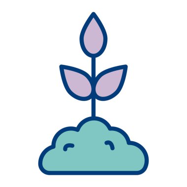 bitki ve bulut simgesi, vektör illüstrasyonu