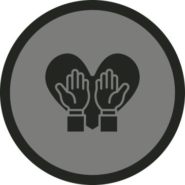 Kalp yuvarlak vektör simgesi olan eller