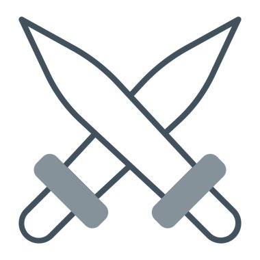 çapraz kılıç bıçak simgesi düz stil