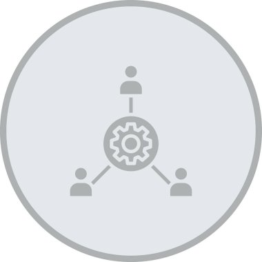 Çember içinde, çark, ayarlar, dişliler, dişliler ve dişli tekerlekleri olan insanların vektör simgesi