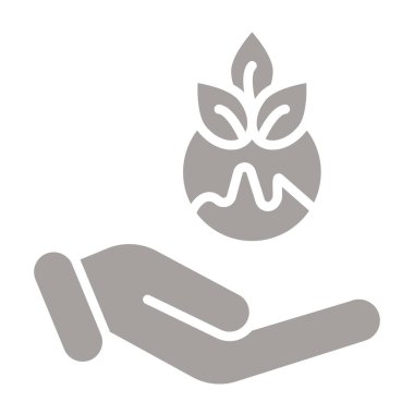 Bir yaprak simgesini tutan el.