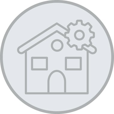 Ev ikonu. İnce daire tasarımı ve dış hat vektörü. yaratıcı sembol