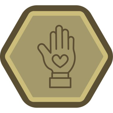 Kalp ikonu olan el, vektör illüstrasyonu