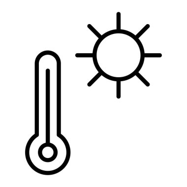 Güneş ve termometre çizgi simgesi