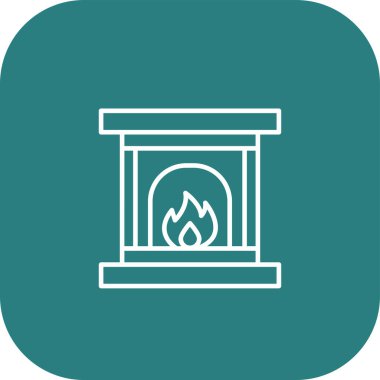 Ateş yakma çizgisi simgesinin gösterimi. Güzel tatil binaları aynı zamanda alev ikonu olarak da kullanılabilir. Mobil uygulama simgesi tasarımının ögesi