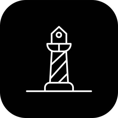 Ağ ve mobil uygulama tasarımınız için beyaz arkaplanda izole edilmiş deniz feneri simgesi vektörü