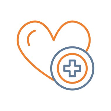 kalp ve steteskop ikonu. satır tasarımı