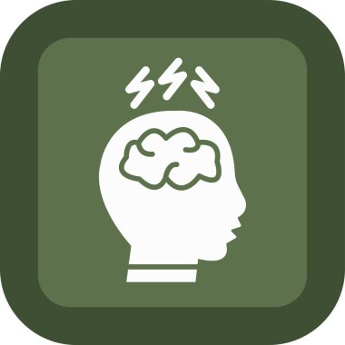 Beyin ampulü yuvarlanmış kare vektör simgesi