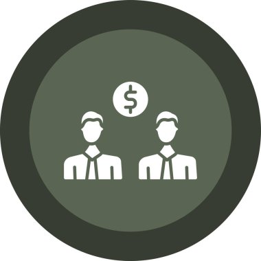 İş vektör simgesi. Bu düz yuvarlak sembol gri ve cyan renkleri kullanır ve beyaz arkaplanda izole edilir