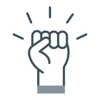 Güç ampulü simgesi olan insan eli yumruğu, çizgi vektör illüstrasyon tasarımı