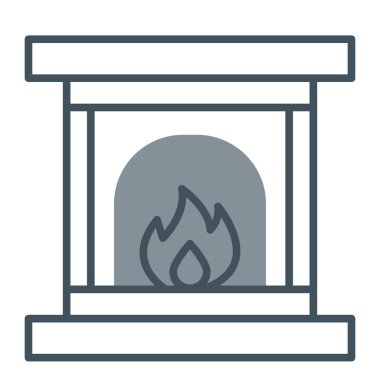 Şömine Simgesi, vektör illüstrasyonu