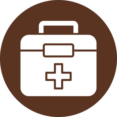 İlk yardım çantası simgesi. Vektör illüstrasyonu düz sembol, izole ve beyaz arkaplan