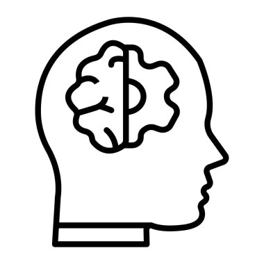 İnsan beyni çizgi simgesi vektör illüstrasyonu