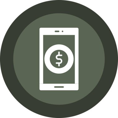 Akıllı telefon simgesiyle dolar işareti, vektör illüstrasyonu