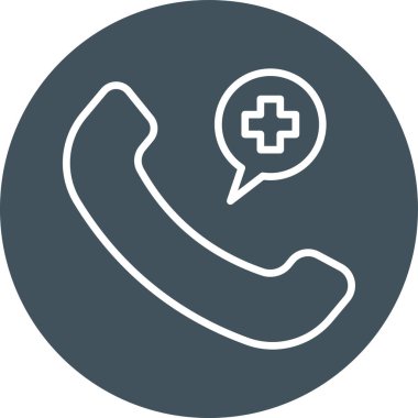 Telefon görüşmesi ikonu yuvarladı. Vektör illüstrasyon biçimi, bir çember içinde gri ve beyaz renkli düz bir semboldür.,