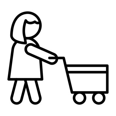 Kadın ve erkek vektör illüstrasyon tasarımlı alışveriş arabası