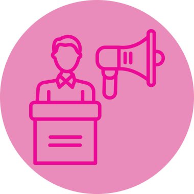 Dizüstü bilgisayarı ve megafon ikonu olan bir adamın vektör çizimi