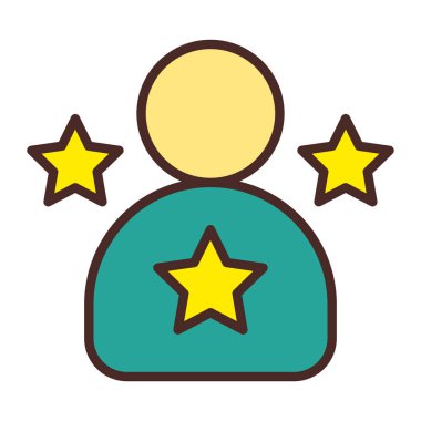 kullanıcı yıldızları simge rengi ana hatları vektörü