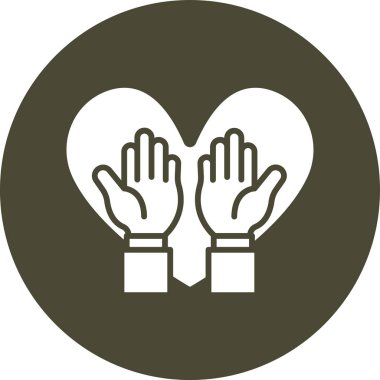 kalp bakımı elleri yuvarlak vektör simgesi