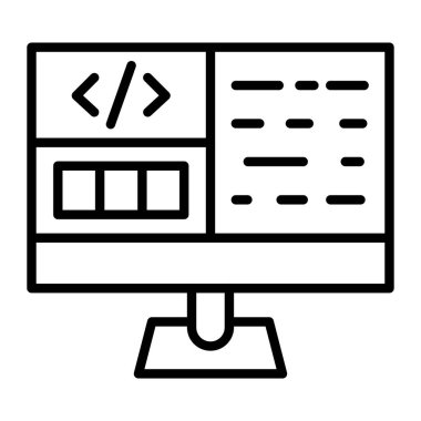 Web tasarım çizgisi simgesi, vektör illüstrasyonu