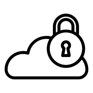 bulut hesaplama asma kilit simgesi ana hat biçiminde