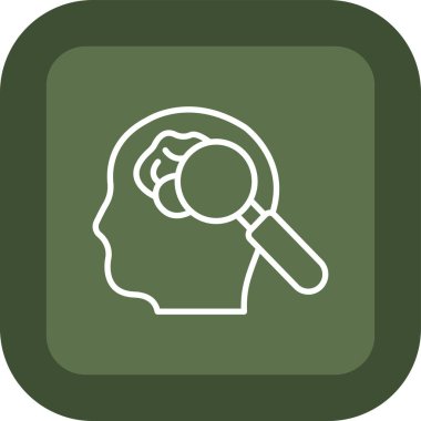 Beyin vektör ikonu. resim biçimi yuvarlak kare düğmesi, açık yeşil renk ve gri arkaplan üzerindeki düz simge sembolüdür..