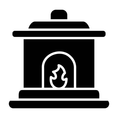 Beyaz arkaplanda izole edilmiş basit bir şömine simgesi.