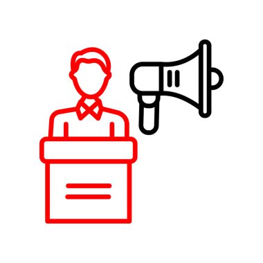 Megafon ve konuşma kabarcığı çizim tasarımlı iş adamı