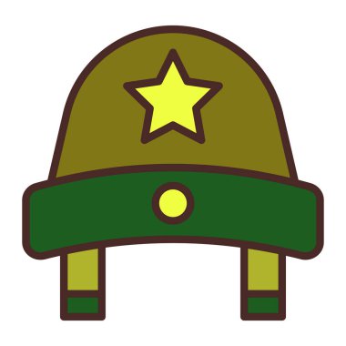 Askeri miğfer ikonu. Düz renk tasarımı. vektör illüstrasyonu.