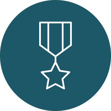 İş dünyası bicolor setinden yıldız madalyası ikonu. Bu vektör çizimi, cyan ve düz renkler, yuvarlak açılar ve beyaz izole edilmiş beyaz renkler için iki renk sembolüdür.