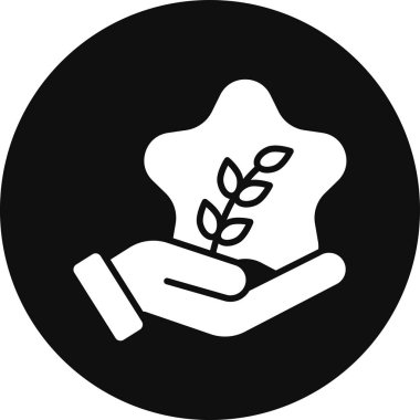 Çemberde bir yaprak ile el, vektör çizimi