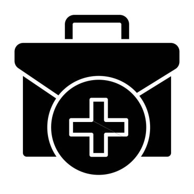 İlk yardım çantası simgesi, basit vektör illüstrasyonu