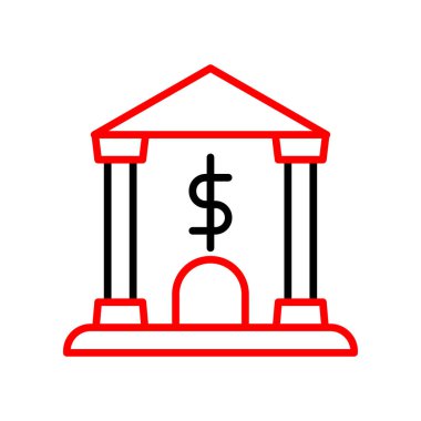 Banka binası simgesi, vektör illüstrasyonu