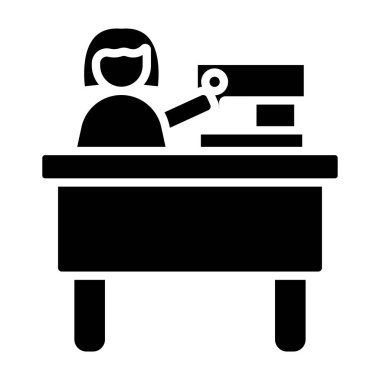 Ofis yöneticisi simgesi. Beyaz arkaplanda izole edilmiş web tasarımı için ofis yöneticisi vektör simgesinin basit illüstrasyonu