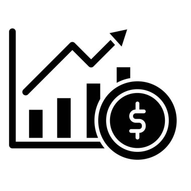 Büyüme çizelgesi ikonu. biçim düz simge sembolü, siyah renk, yuvarlak açılar, beyaz arkaplan