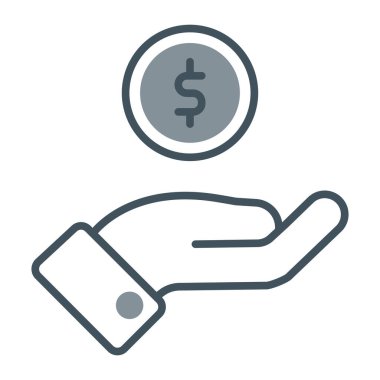 Dolar madeni para ikonu. vektör illüstrasyonu