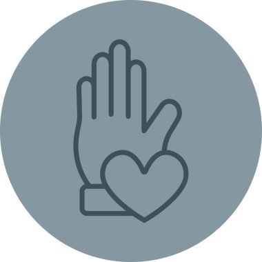 kalp hareketi, el simgesi, çizgi vektör çizimi