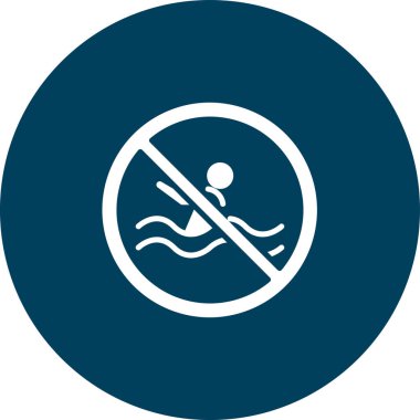 Yüzme ikonu yok. vektör biçimi düz ikonik sembol, düz mavi renk, beyaz arkaplan.