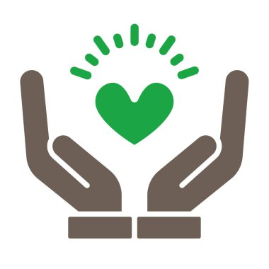 Bir kalp simgesi tutan el. Vektör çizim