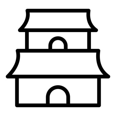 Outline tarzında mimari yapı evi simgesi