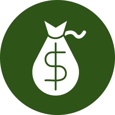 Para çantası düz yuvarlak vektör simgesi