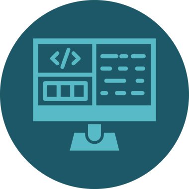 Yumuşak mavi arkaplanda izole edilmiş modada web geliştirme simgesi