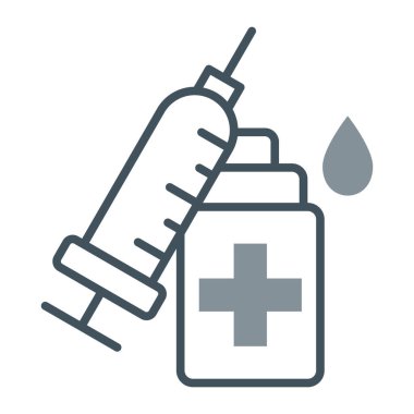 Şırıngalı tıbbi malzeme, satır biçimi vektör tasarımı