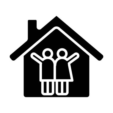 ev simgesi vektör illüstrasyonlu aile