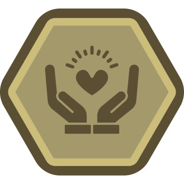 Aşk kalp eller yuvarlak vektör simgesi