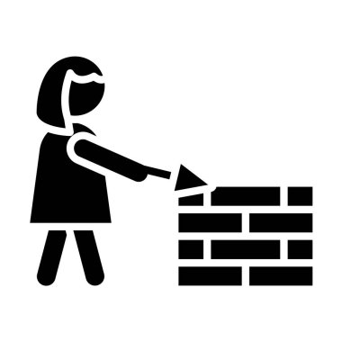 Tuğla duvar inşaat ikonu. tuğla yapının vektör illüstrasyonu