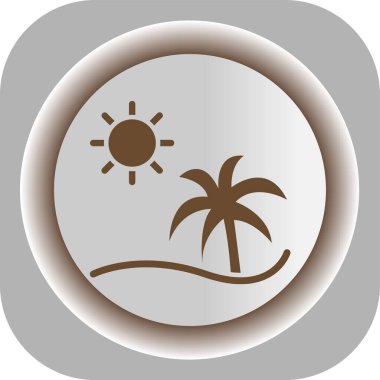 Yapraklı hindistan cevizi simgesi, vektör illüstrasyonu