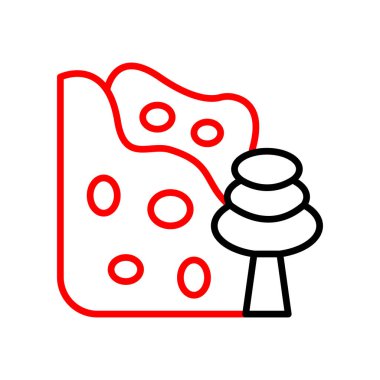 Vişne ikonlu pizza, vektör illüstrasyonu